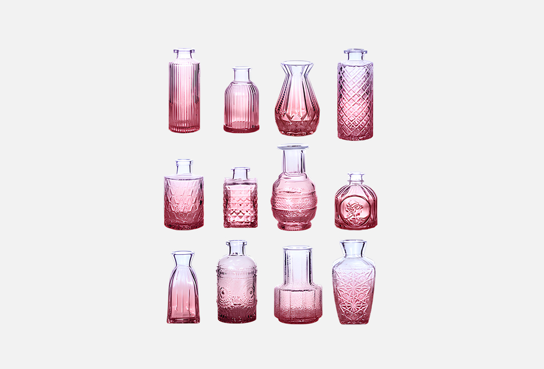 

Набор стеклянных декоративных ваз SOLMAX, Розовый, Розовый 12 шт