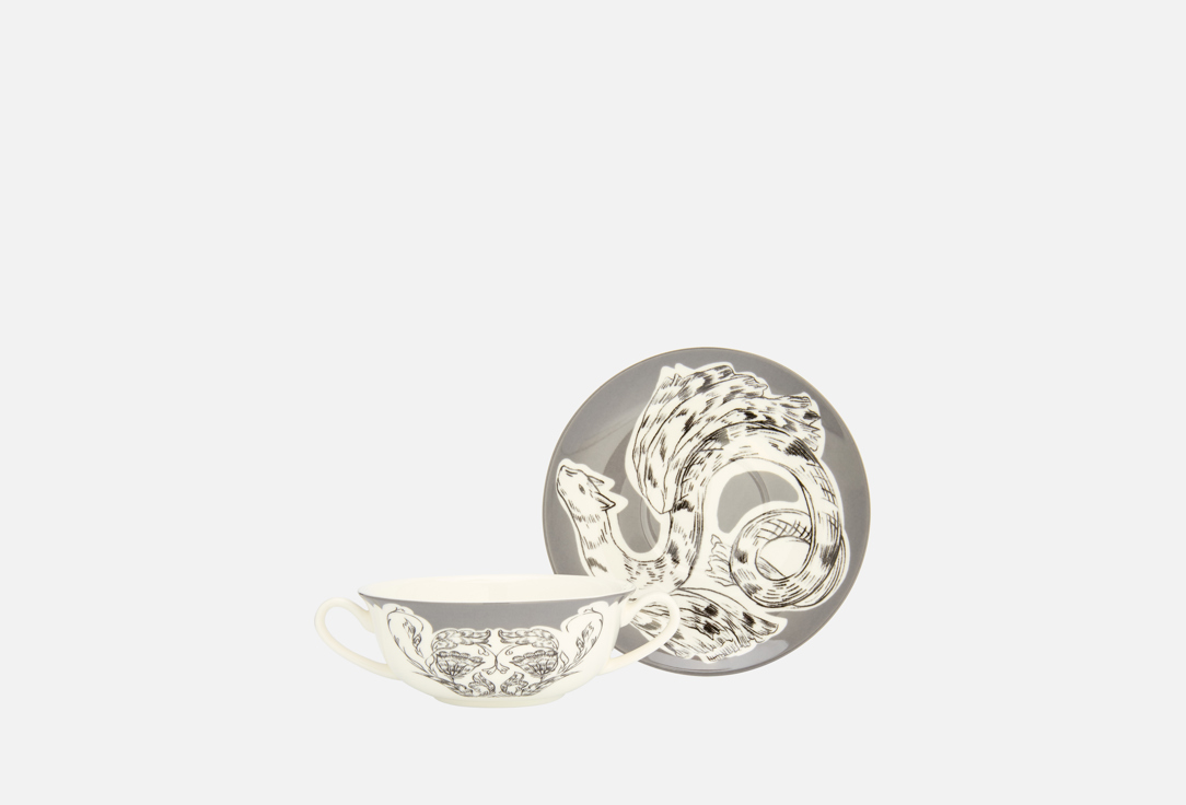 Изображение товара Супница порционная с блюдцем Хохлома 290 мл русская роспись керамика