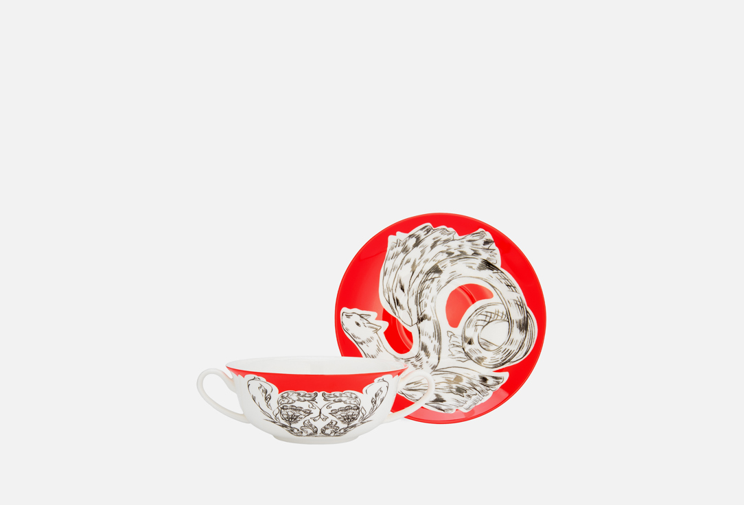 

Супница порционная с блюдцем ХОХЛОМА Х АЛЕНА АХМАДУЛЛИНА, Принт, Перья на красном, 15 см 1 шт