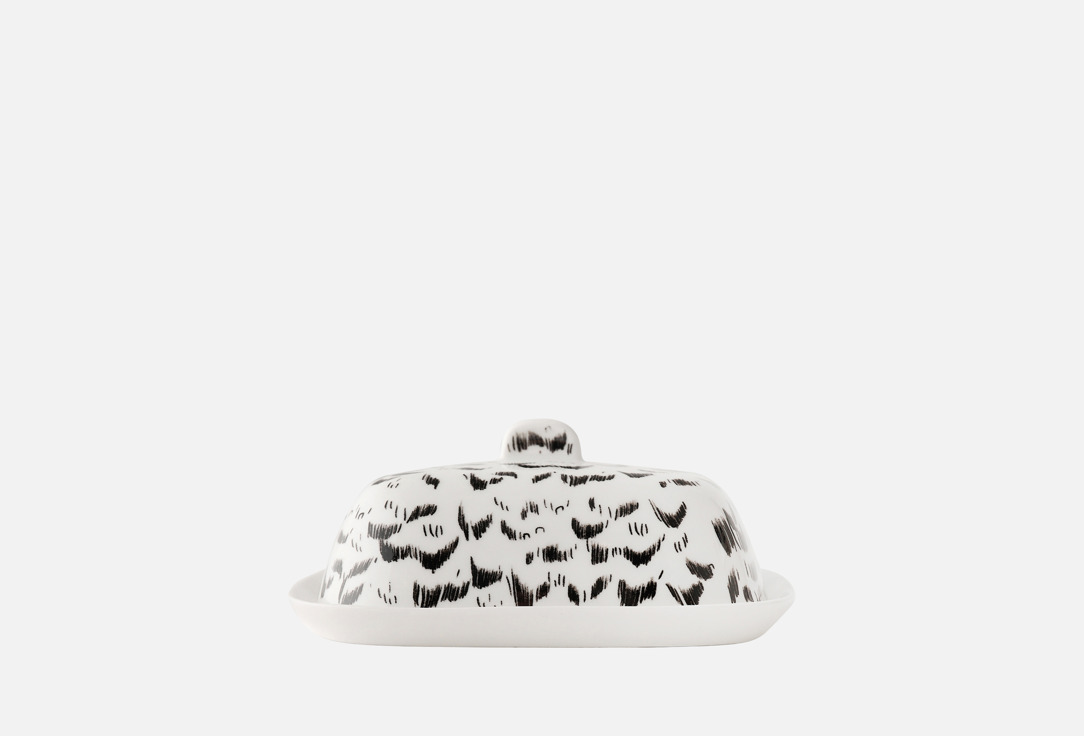 

Масленка ХОХЛОМА Х АЛЕНА АХМАДУЛЛИНА, Принт, Перья на черном 1 шт