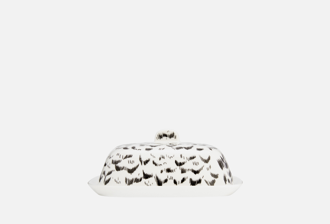 Изображение товара Масленка Хохлома х Алена Ахмадуллина Перья на черном