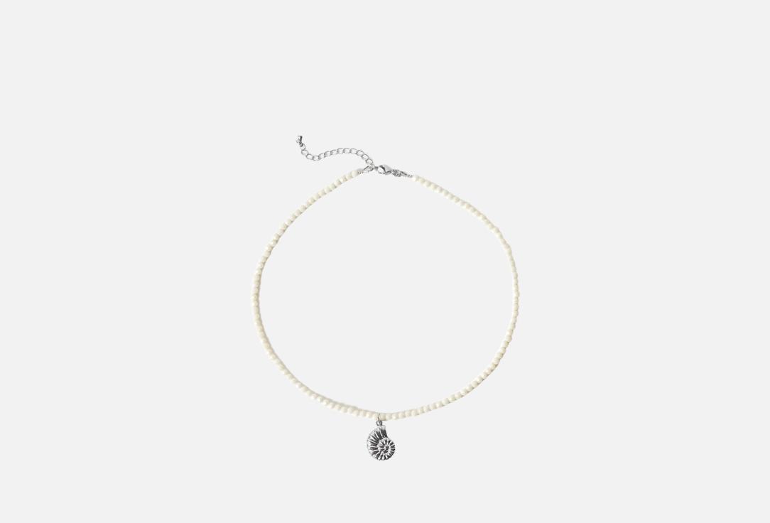 Изображение товара Колье MOMENTS BEADS Shell из матового циркона с ракушкой и родиевым покрытием для женщин