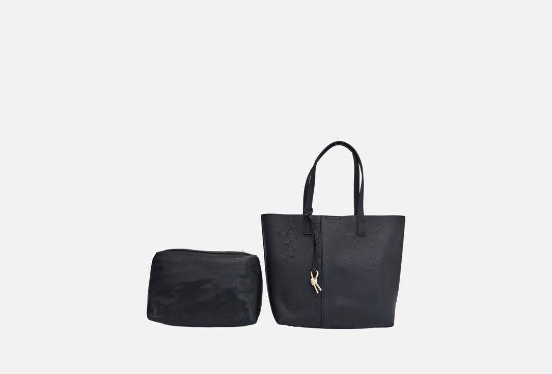 Изображение товара Кожаная женская сумка-шопер Reversal черная натуральная кожа стильная и вместительная