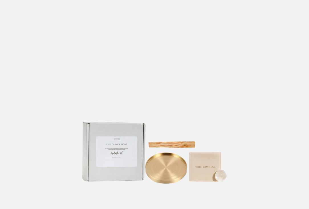 Изображение товара Интерьерный набор Vibe of your home латунная подставка, палосанто, горный хрусталь