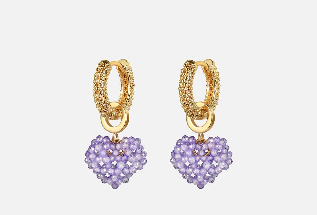 

Серьги REBELLIOUS, Violet crystals hearts 2 шт