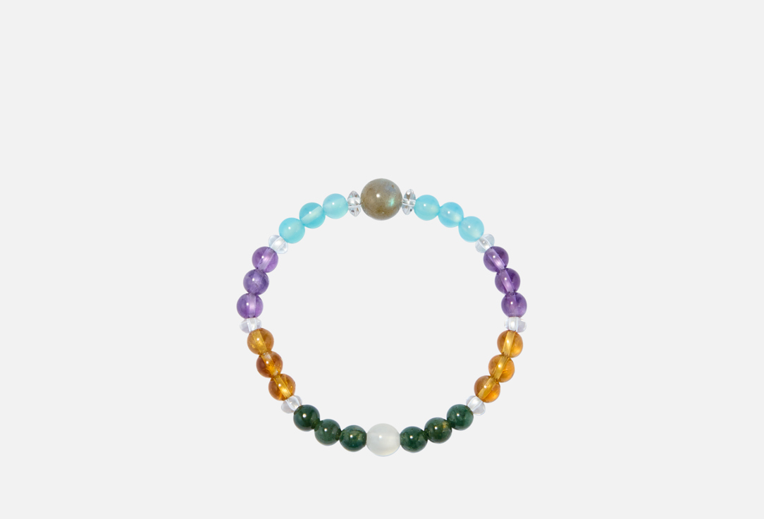 Изображение товара Браслет из натуральных камней D Stone с лабрадоритом и аметистом 18-22 мм