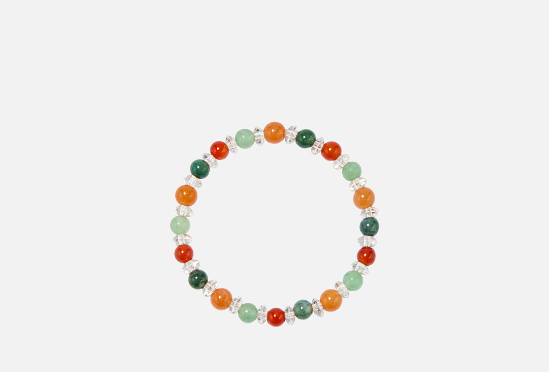 Изображение товара Браслет D. Stone из натуральных камней с авантюрин, агатом и кристаллом 18-22 см