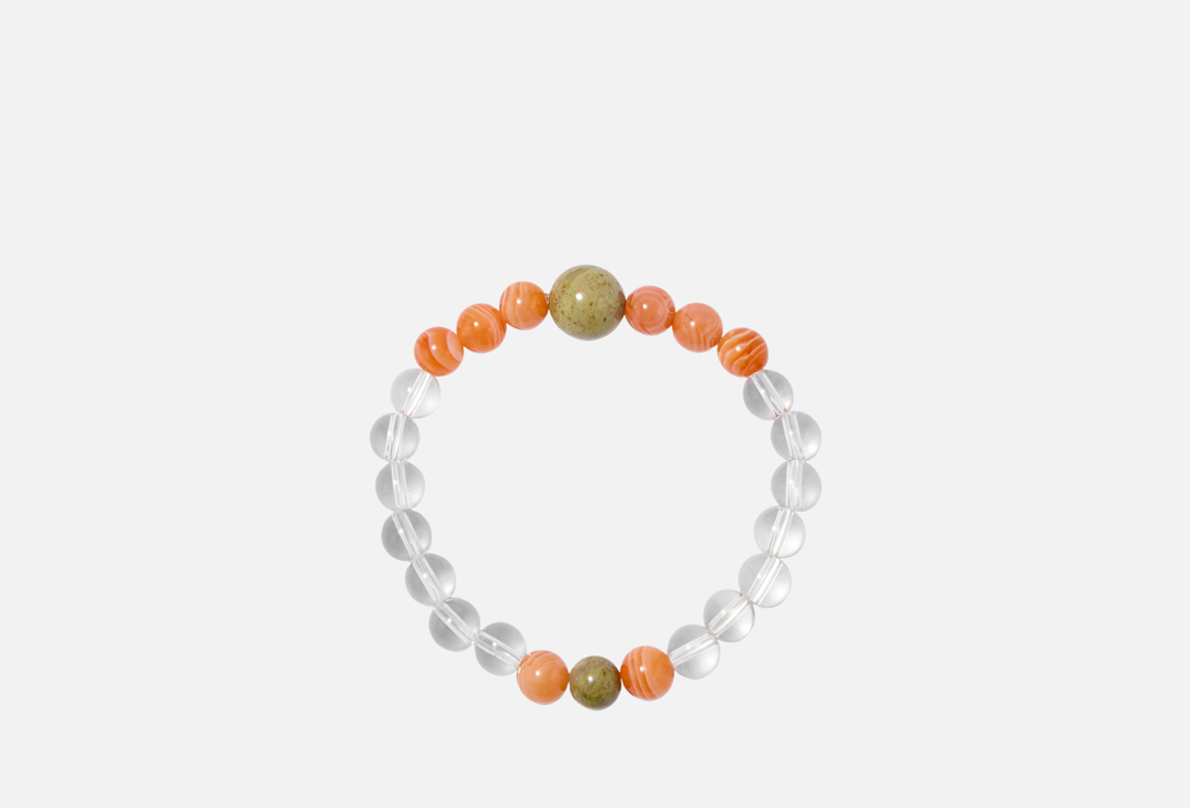 Изображение товара Элегантный браслет из натуральных камней D.Stone с унакитом халцедоном и кристаллом 18-22 см