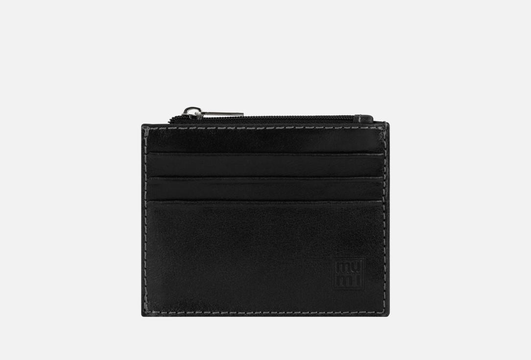 Изображение товара Кожаный картхолдер мучи Каир черного цвета с шестью карманами и молнией