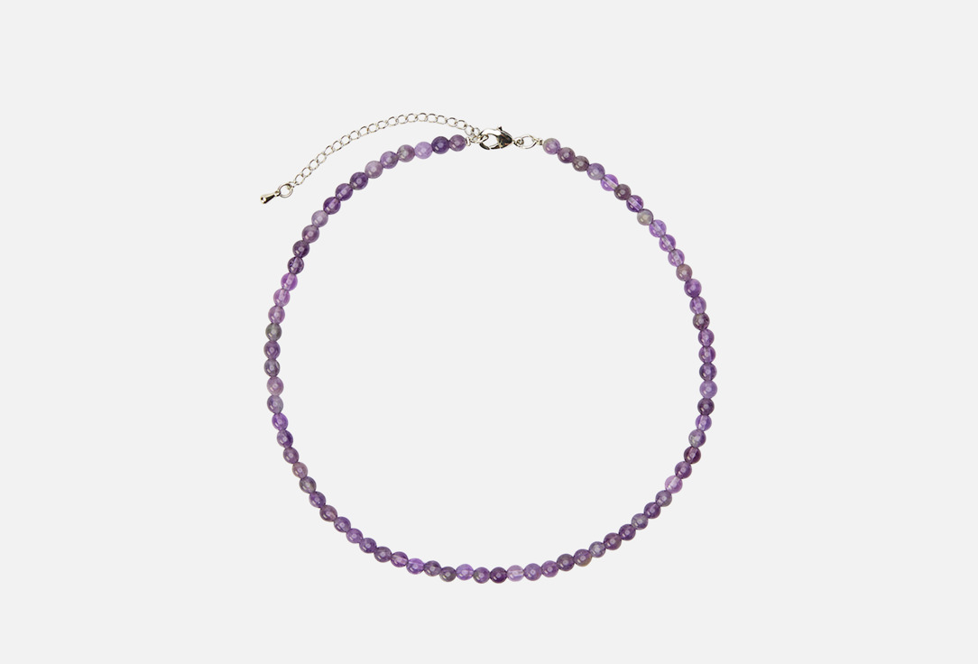Изображение товара Стильное колье из аметиста на ювелирном тросике 35 см с удлинительной цепочкой