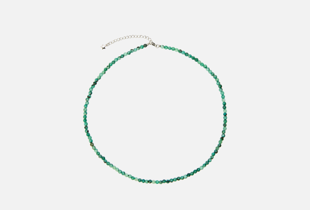 Изображение товара Колье из цоизита и бижутерного сплава 50 см с удлинителем