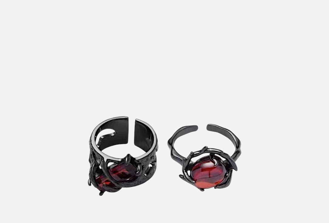 Изображение товара Набор колец Gamora алая ночь для женщин готический стиль с красными стразами