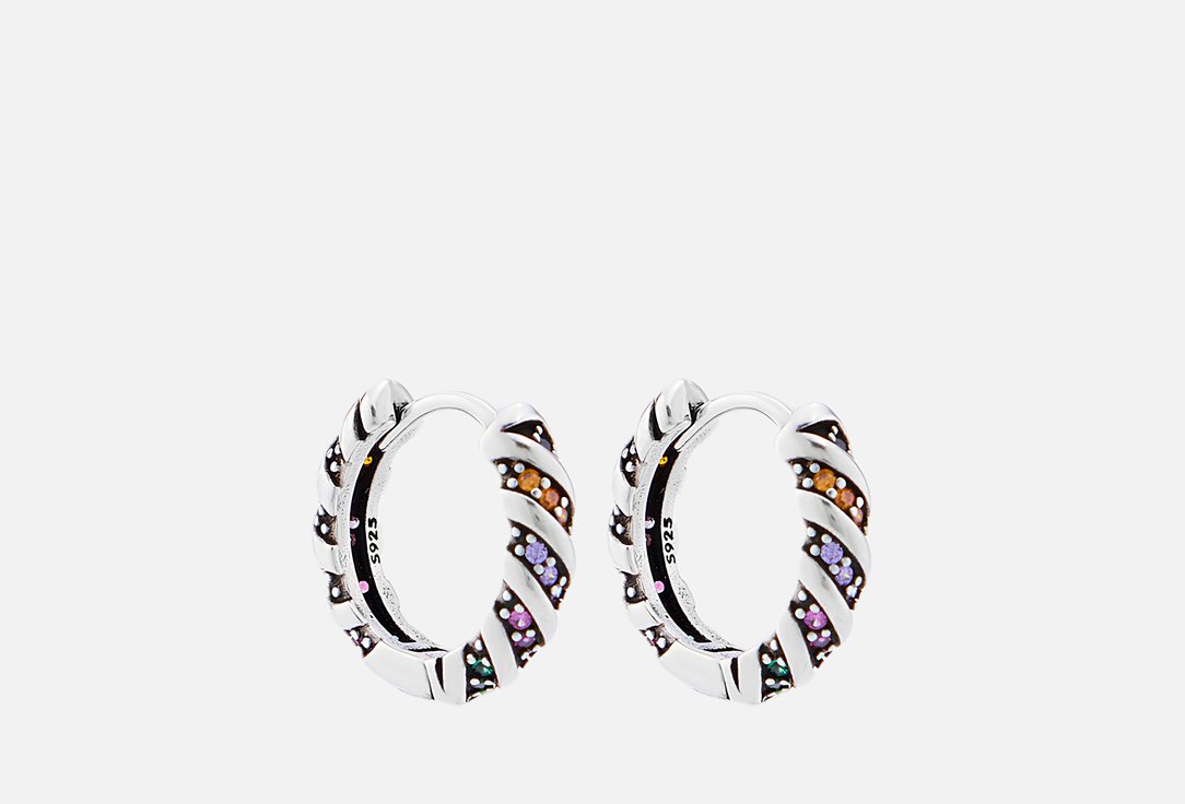 Изображение товара Серьги Настроение женщины Тайны Востока из латуни с серебряным покрытием и цирконами