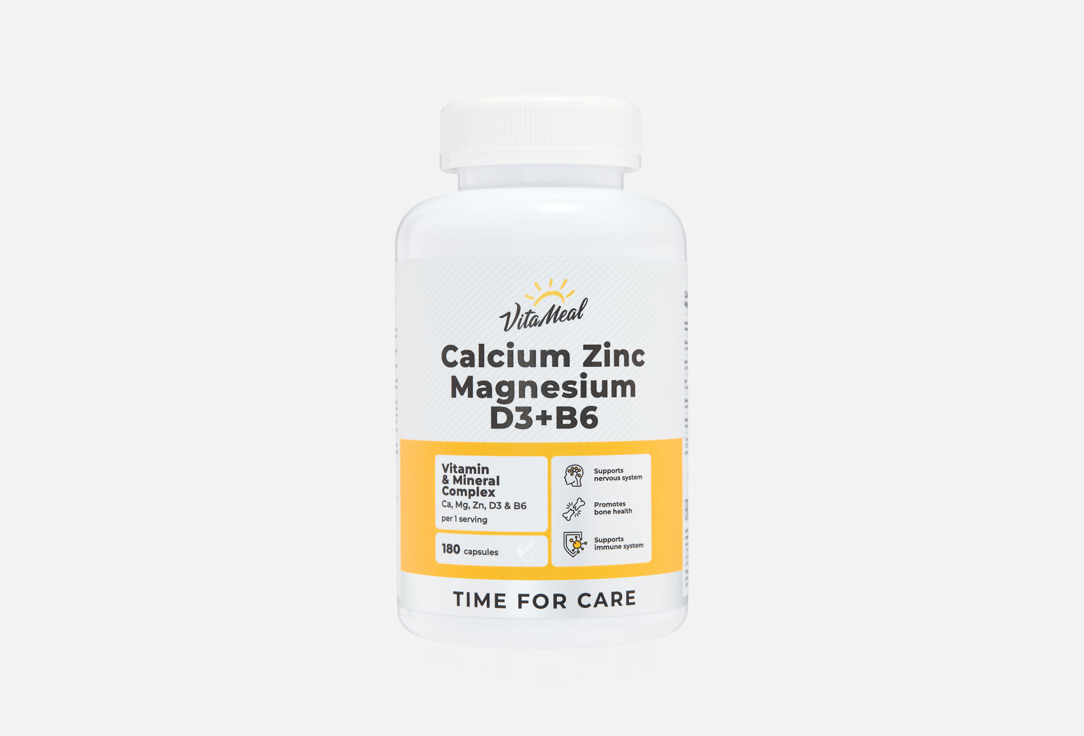 

комплекс витаминов и минералов VITAMEAL, Кальций, магний, цинк с витминами D3 и B6 в капсулах 180 шт