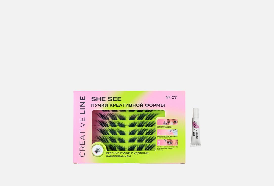 

Набор: накладные ресницы пучки и клей SHE SEE, Мия 36 шт