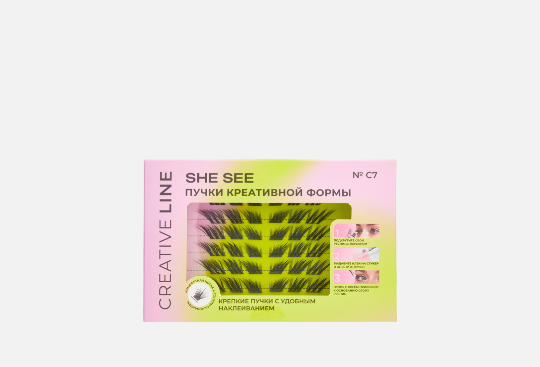 Изображение товара Набор накладных ресниц пучки и клей SHE SEE Мия для яркого вечернего образа