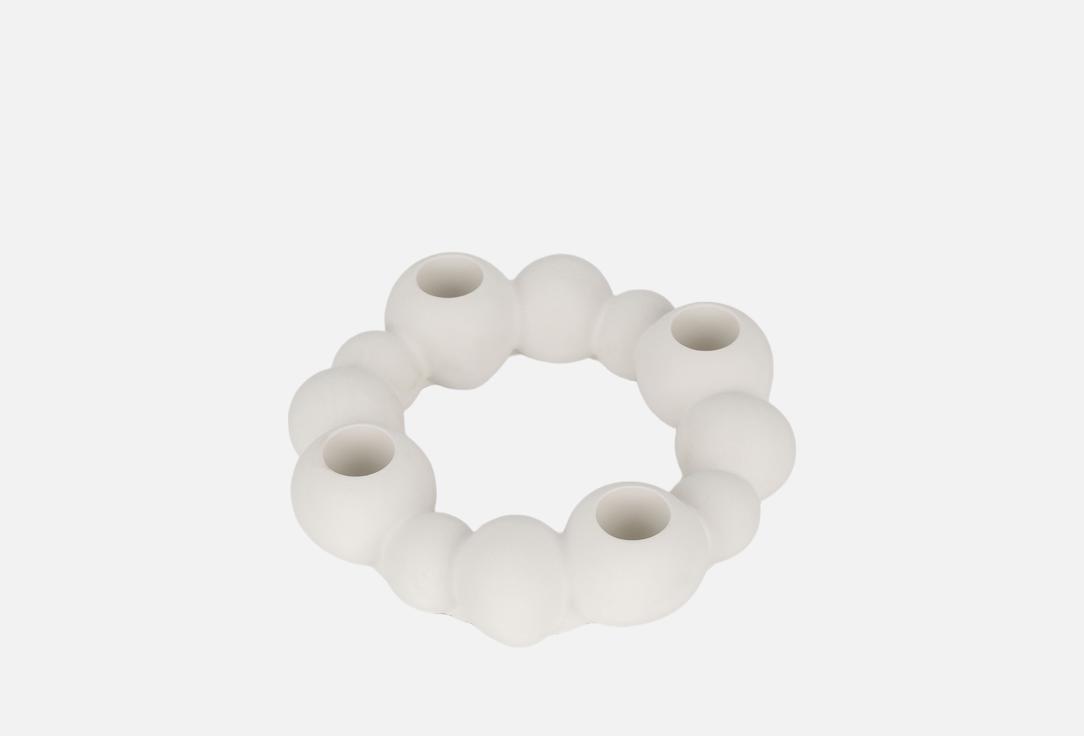 Изображение товара Подсвечник RokkyHome bubbles белый ручная работа гипс для свечей диаметр 2-2,2 см