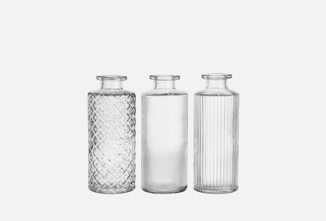 

Набор ваз для цветов и сухоцветов MANDARIN DECOR, Прозрачный, Лайн, прозрачные 3 шт