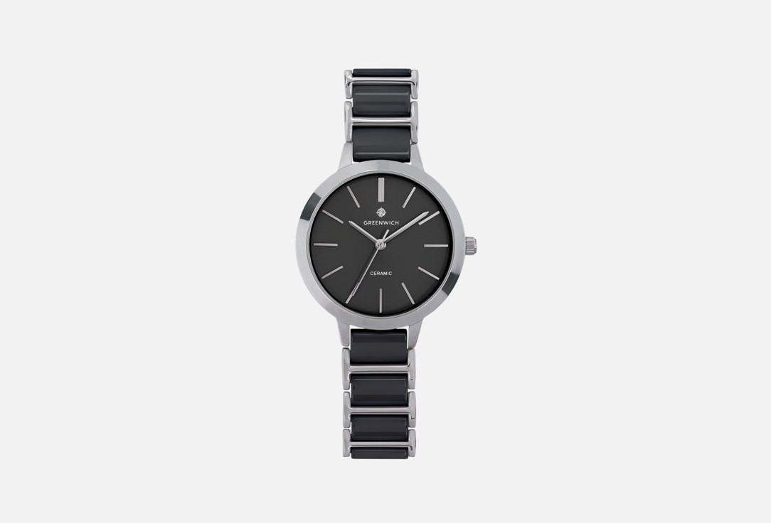 Изображение товара Женские кварцевые часы Greenwich Fortune 32 мм черный циферблат керамика сталь водонепроницаемые