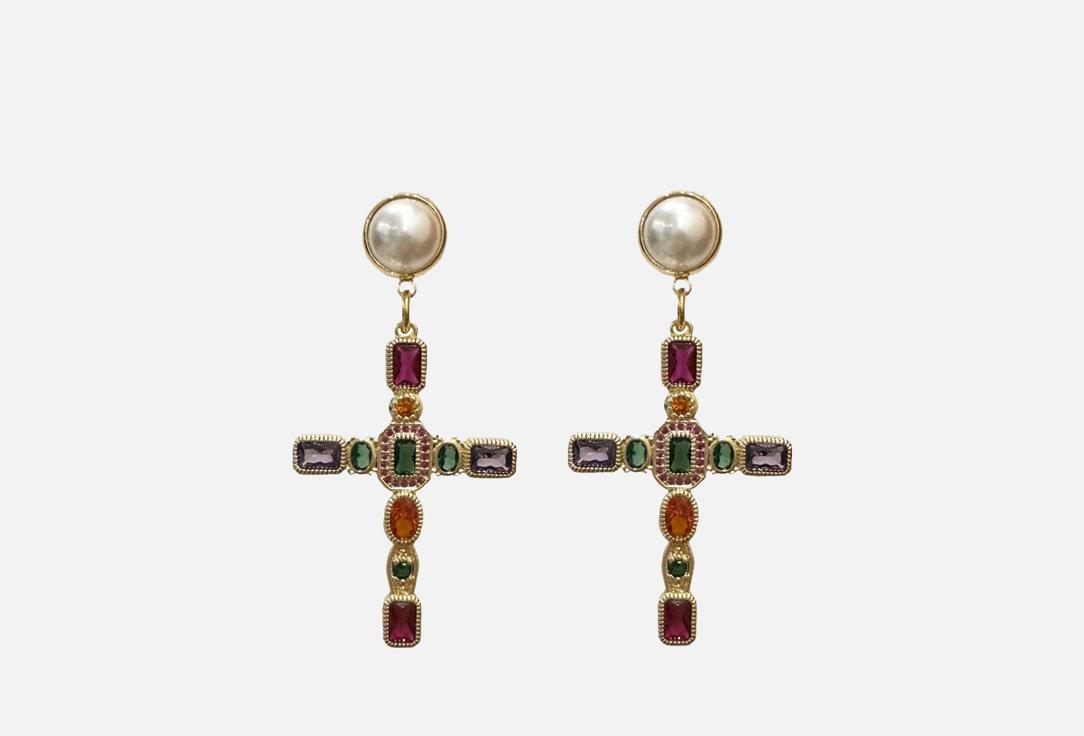 

Серьги LA FAMILY, Цветные кресты 2 шт