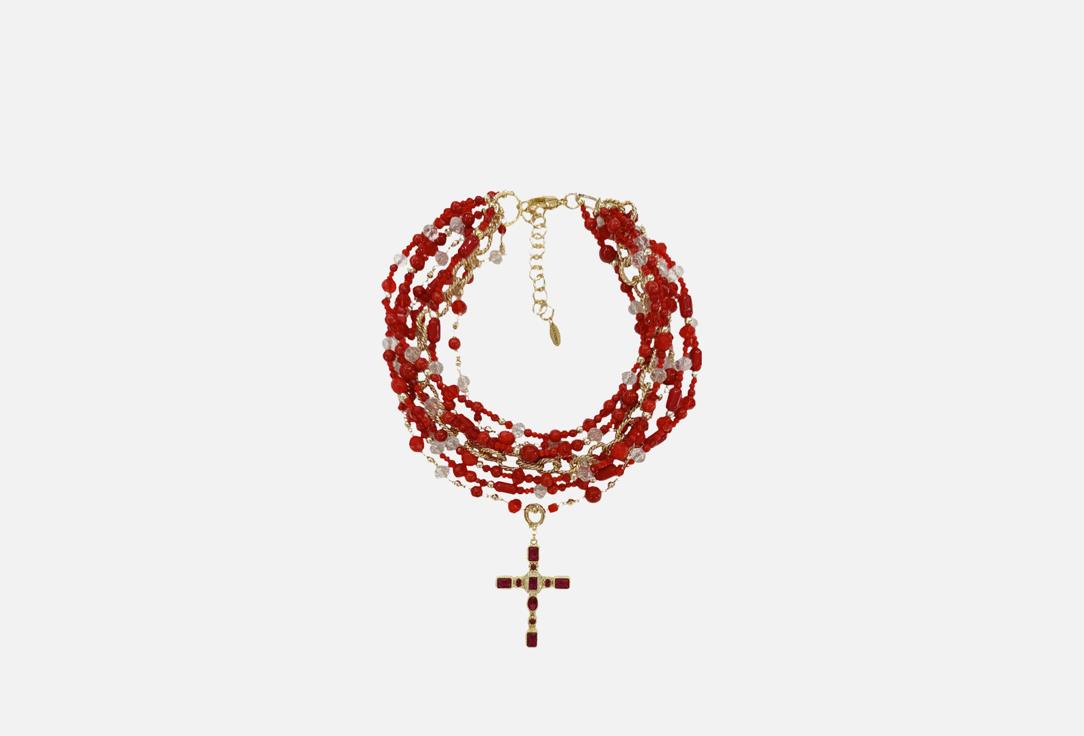 

Подвеска LA FAMILY, Красная с крестом 1 шт