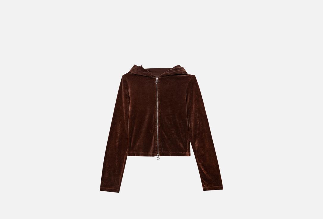 Изображение товара Женская укороченная велюровая толстовка Mark Formelle для демисезона