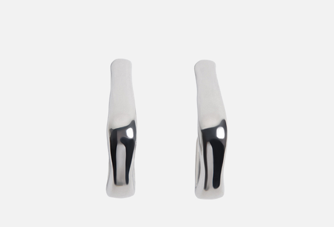 Изображение товара Женские серьги-гвоздики Befree квадратные полуколца серебристые 2x2см