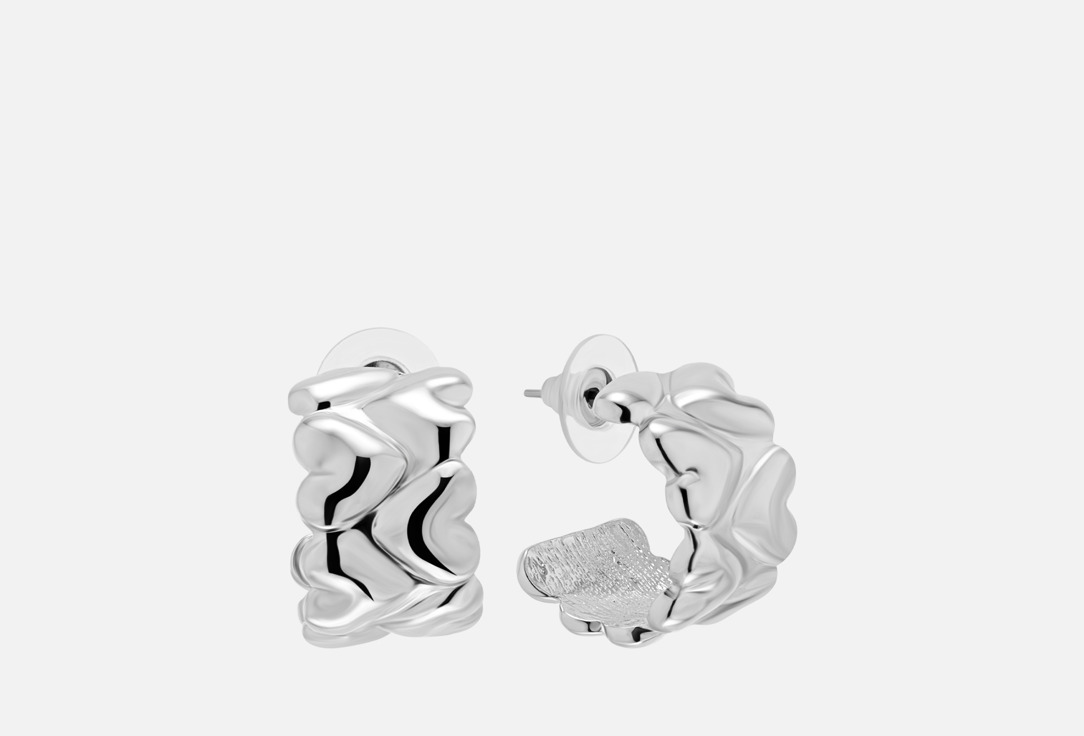 

Серьги-гвоздики BEFREE, Полукольца из сердечек 2 шт