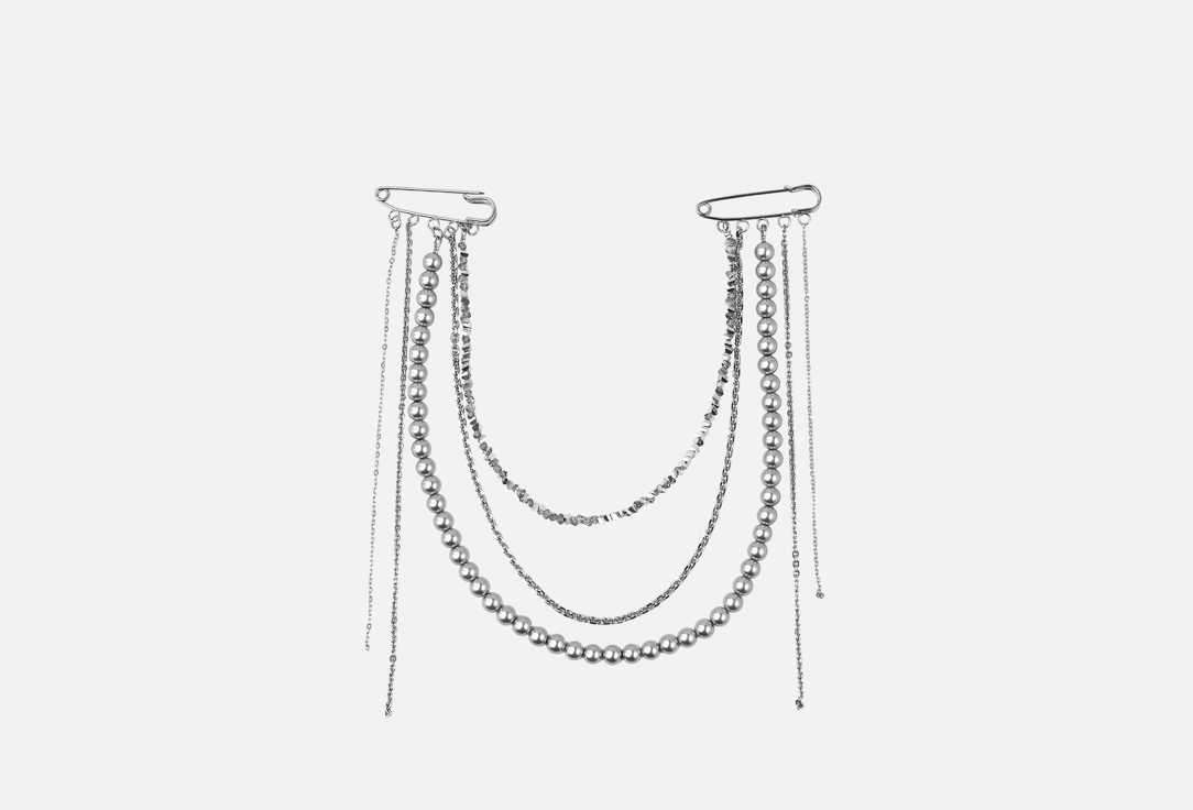 

Брошь-шатлен 19.STONE, Из серого жемчуга и цепей 1 шт