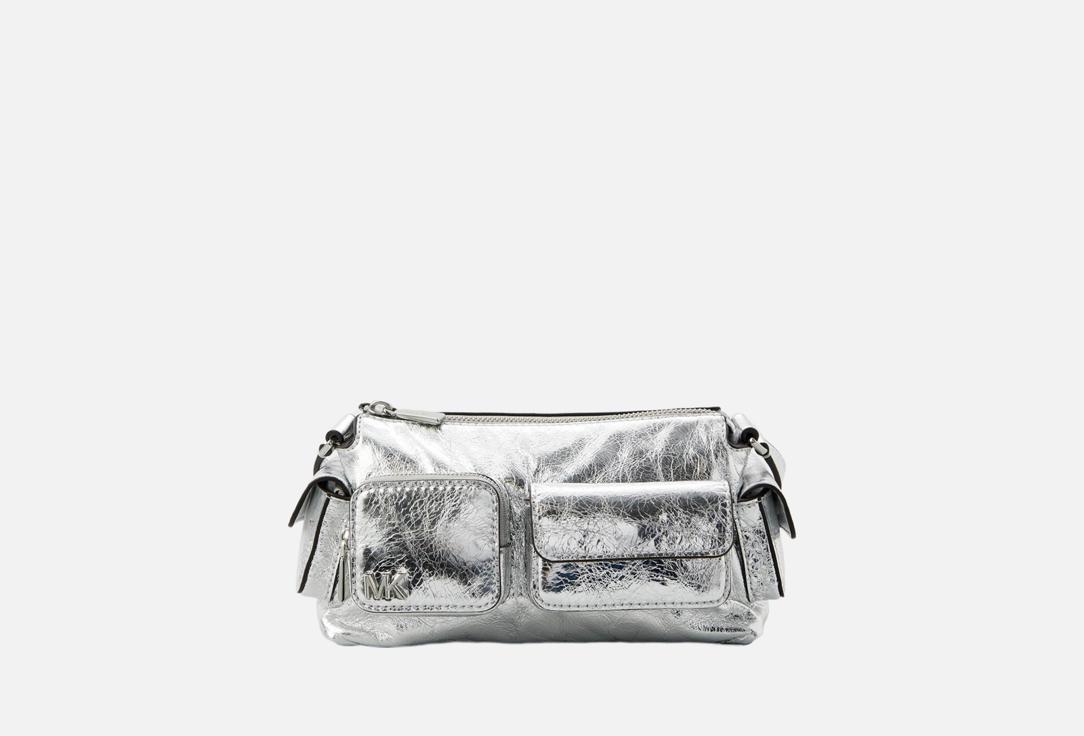 Изображение товара Кожаная сумка кросс-боди Michael Kors DAKOTA серебристая стильная и вместительная