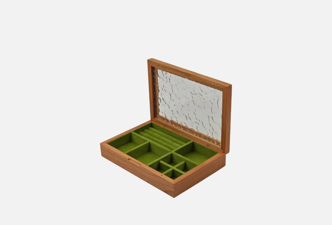 Изображение товара Деревянная шкатулка для украшений Flora DENEZO с стеклянной крышкой и отделениями