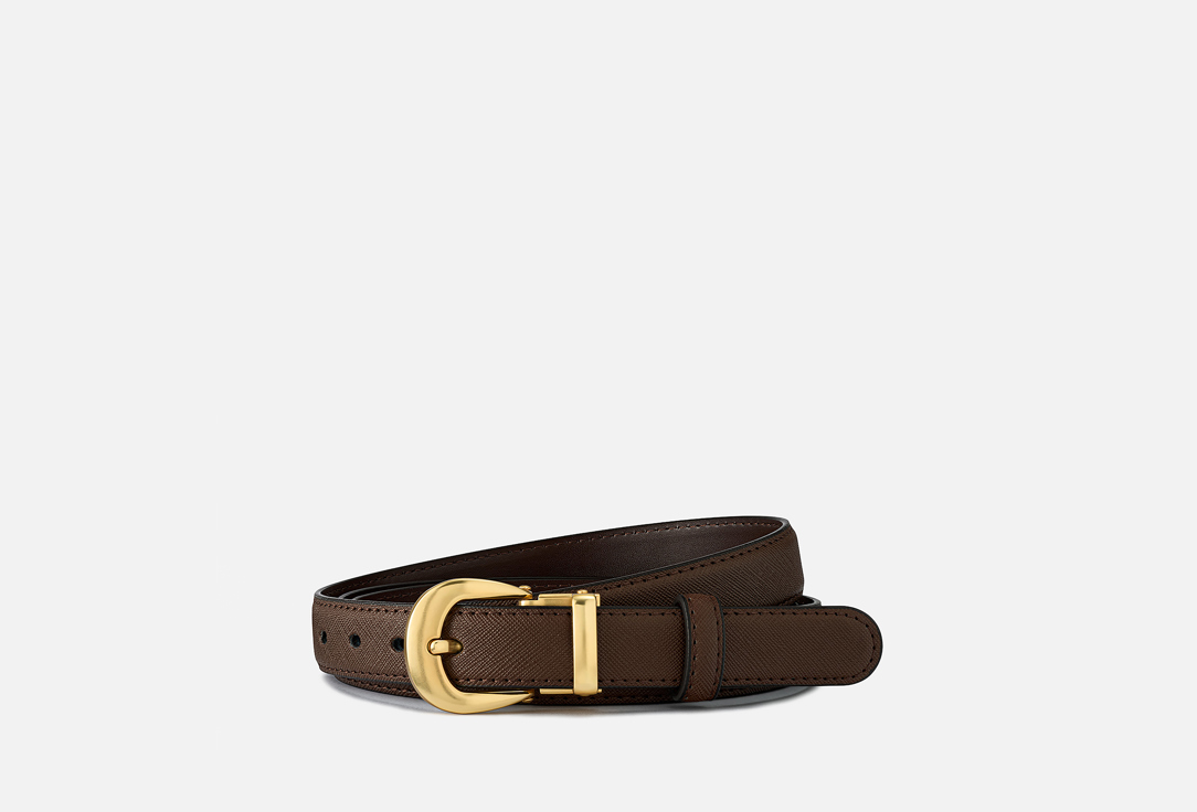 Изображение товара Кожаный женский ремень TEZZE Classic Crescent Moon с золотистой пряжкой 130 см