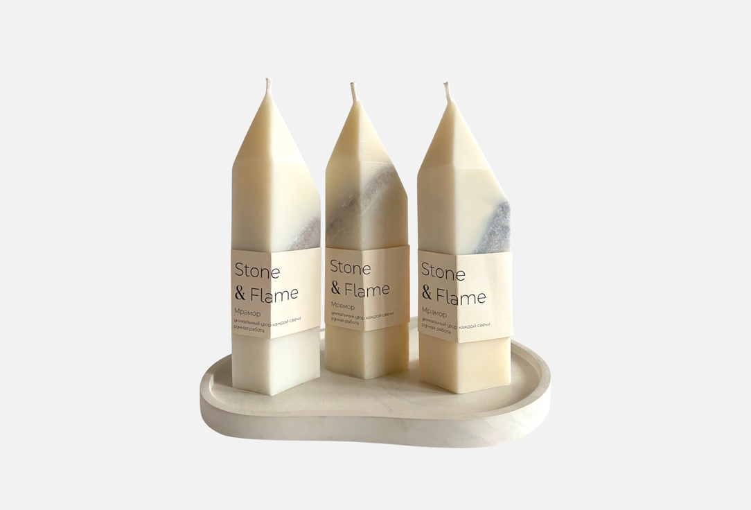 Изображение товара Набор свечей Ampersand Workshop Мрамор с гипсовой подставкой Россия
