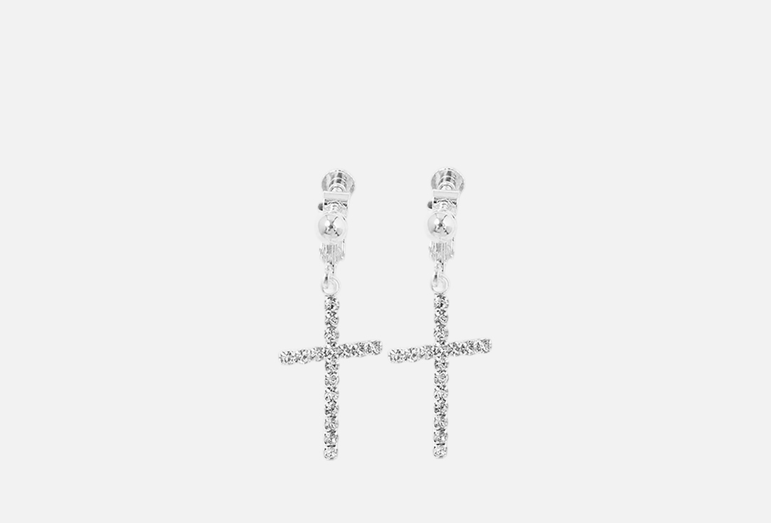 Изображение товара Стильные клипсы Marmalato крестики для женщин из стекла и сплава 3,5х1,5 см