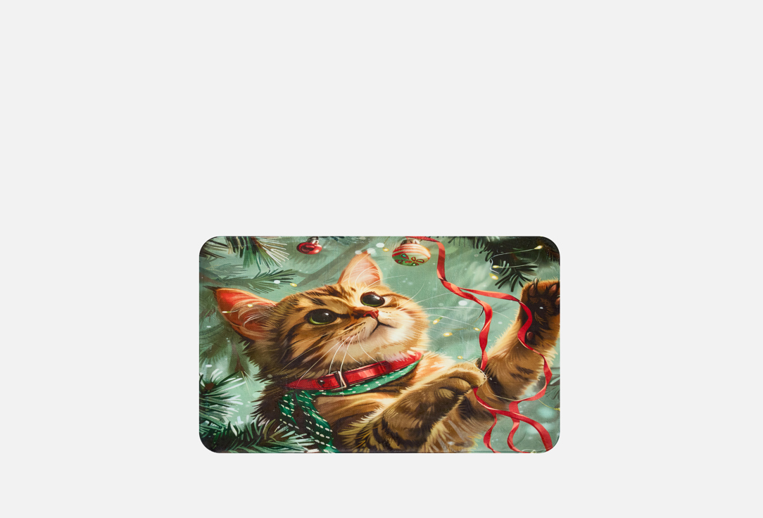 

Коврик для ванной JOYARTY, Принт, Играющий котик, коричневый, серо-зеленый, красный, 60x100 см 1 шт