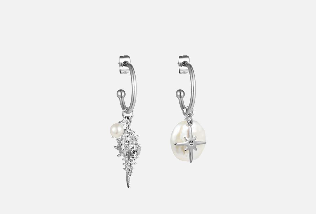 С ракушкой и натуральным жемчугом 2 шт