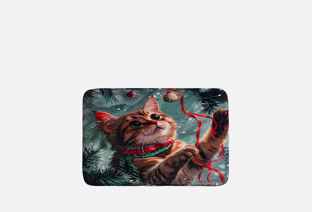 

Коврик для ванной и туалета JOYARTY, Принт, Играющий котик, коричневый, серо-зеленый, красный, 52x77 см 1 шт