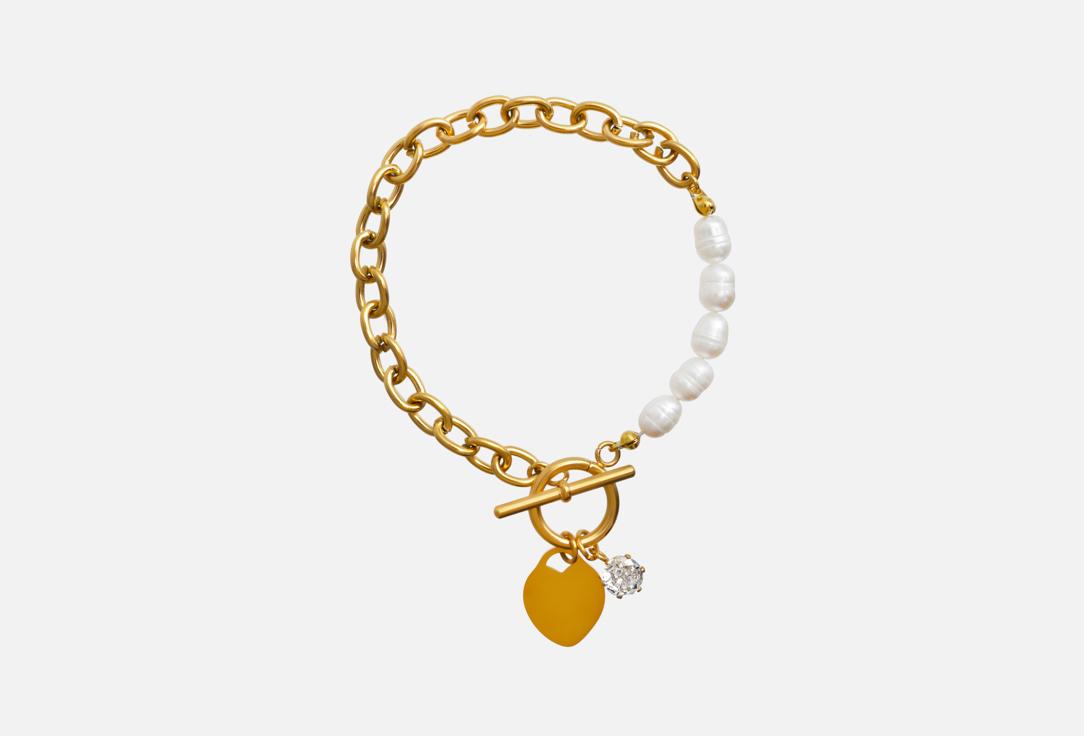 Изображение товара Браслет Ice&High Collection Золотое сердце с искусственным жемчугом