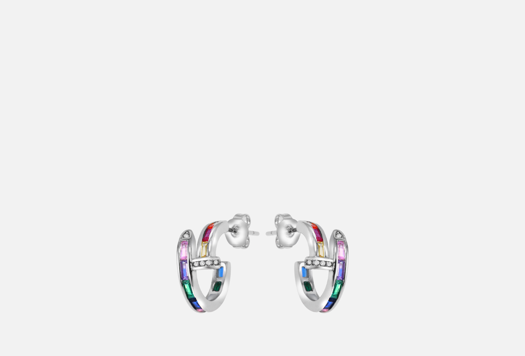 Изображение товара Элегантные серьги Ice&High Collection с мультиколор кристаллами и родиевым покрытием