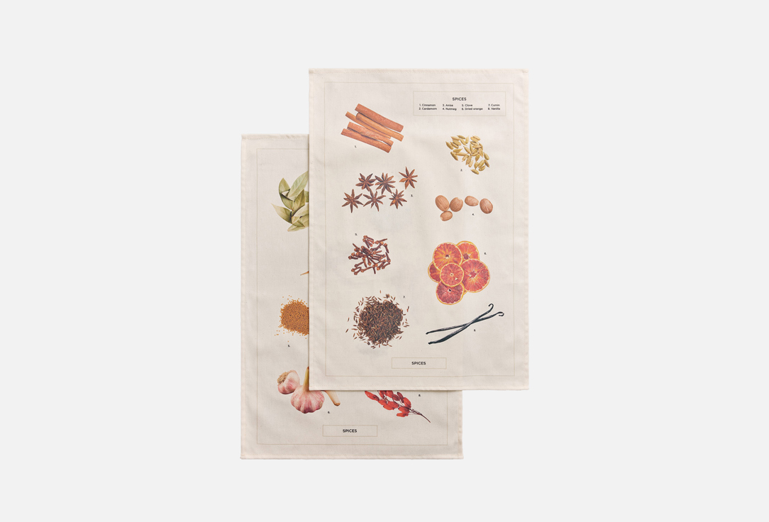 

набор кухонных полотенец ORDINARY HOME & LIFESTYLE, Принт, Специи, 40х60 см 2 шт