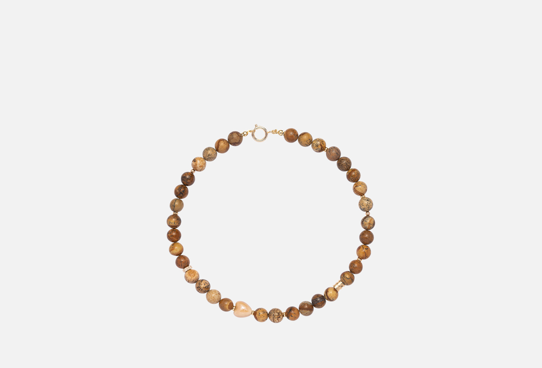 Изображение товара Колье LENÁLI Карамель латте из песчаной яшмы с керамической вставкой