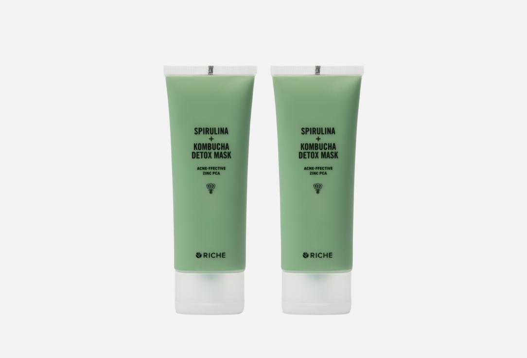 Изображение товара Набор масок для лица RICHE spirulina + kombucha zinc pca 2 шт по 72 мл для проблемной кожи
