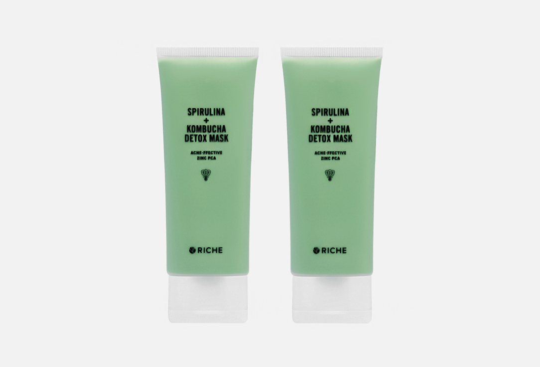 Изображение товара Набор масок для лица RICHE spirulina + kombucha zinc pca 2 шт по 72 мл для проблемной кожи
