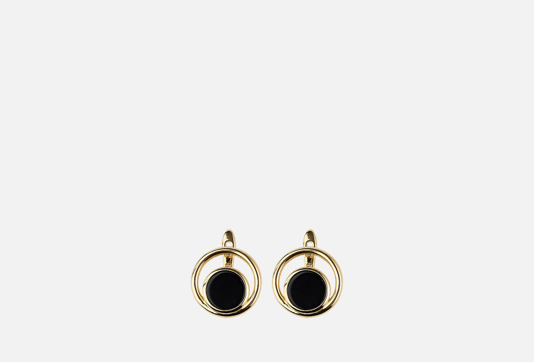 

Серьги 19.STONE, Круглые с черной эмалью 2 шт