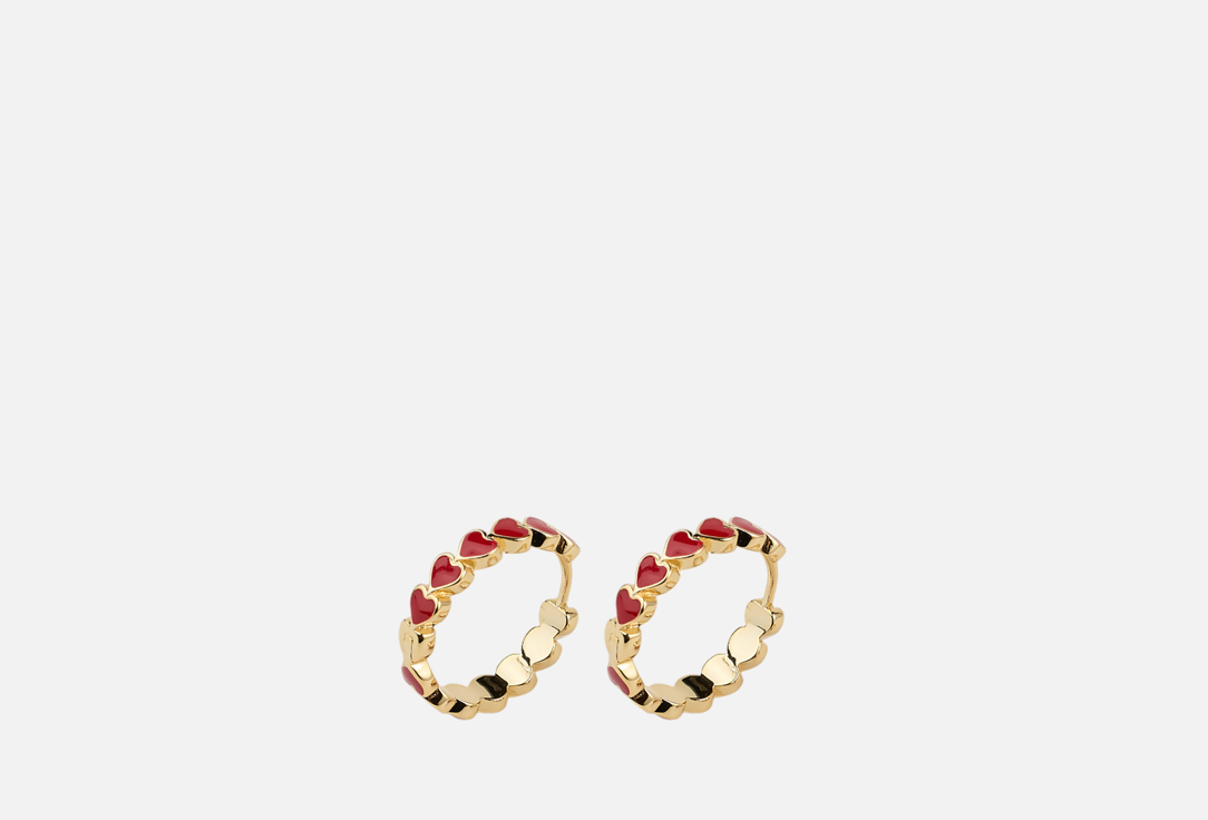 

Серьги-конго 19.STONE, С красными сердечками 2 шт