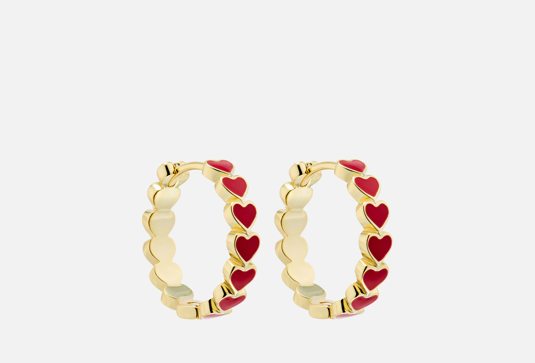 

Серьги-конго 19.STONE, С красными сердечками 2 шт