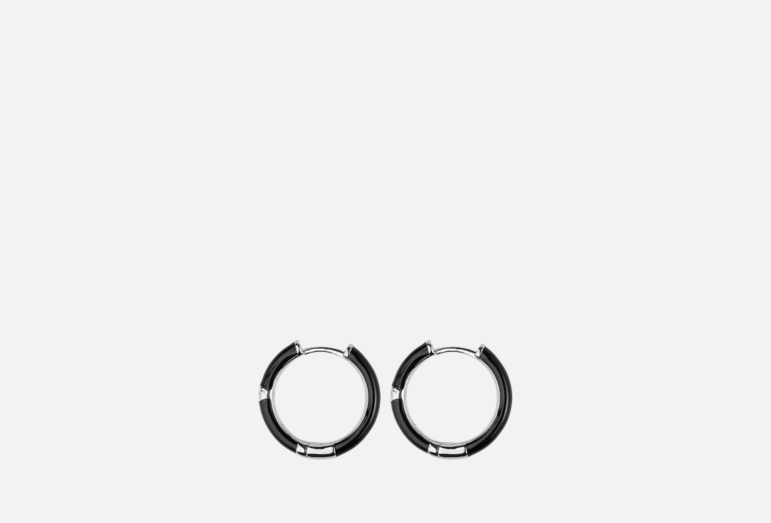 

Серьги-конго 19.STONE, Черные в родии 2 шт