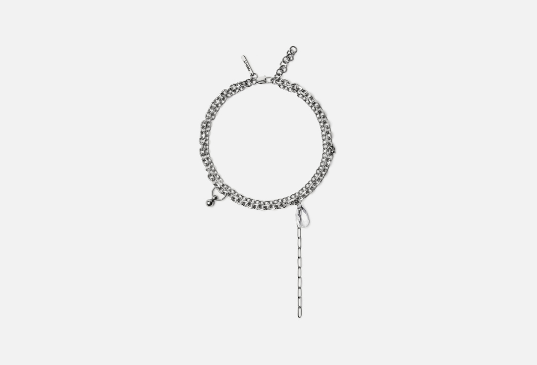 Изображение товара Стильный асимметричный чокер из нержавеющей стали с стеклом и регулировкой