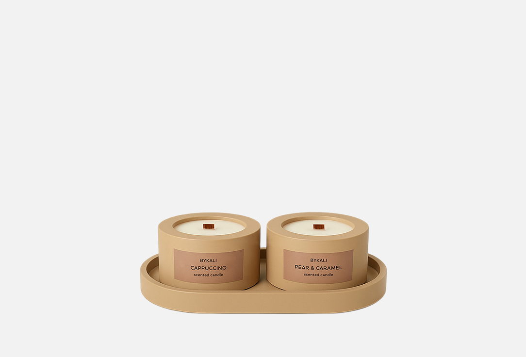 

Набор ароматических свечей BYKALI, Капучино, груша в карамели 2 шт