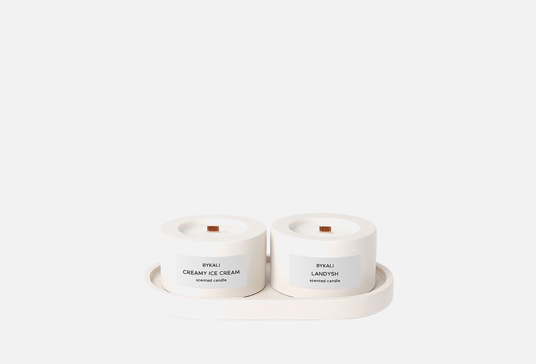 

Набор ароматических свечей BYKALI, Сливочное мороженое, лесной ландыш 2 шт